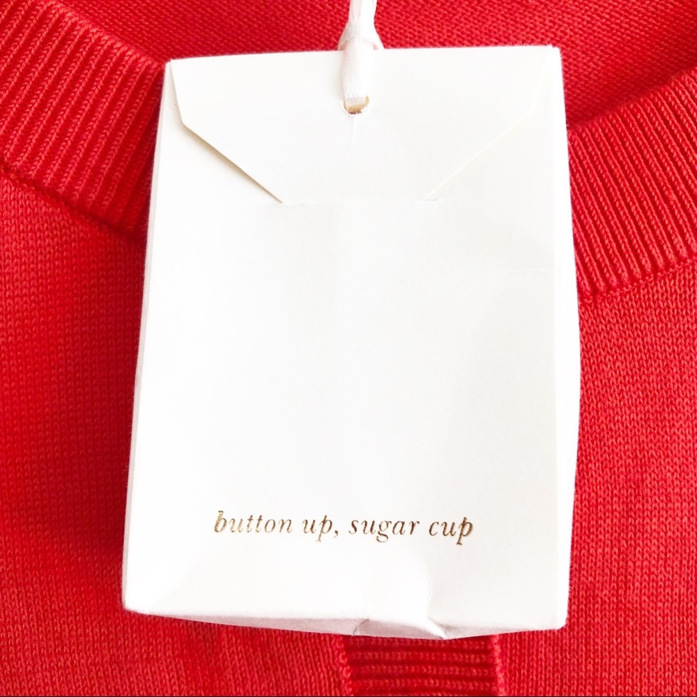 NEW Kate Spade Tomato Red Sophronits Genevieve Cotton Cardigan M - Picture 9 of 10